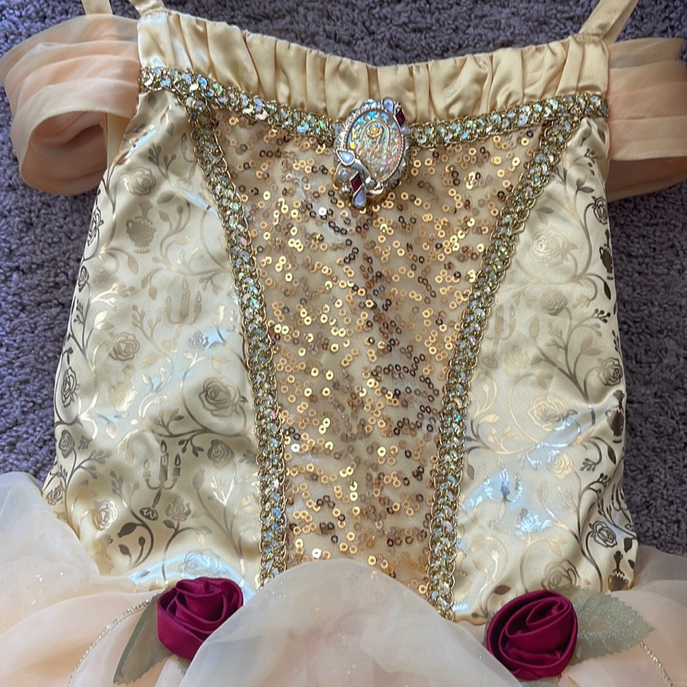 Disneyland yellow princess Belle dress purchased at the bippity boppity boutique